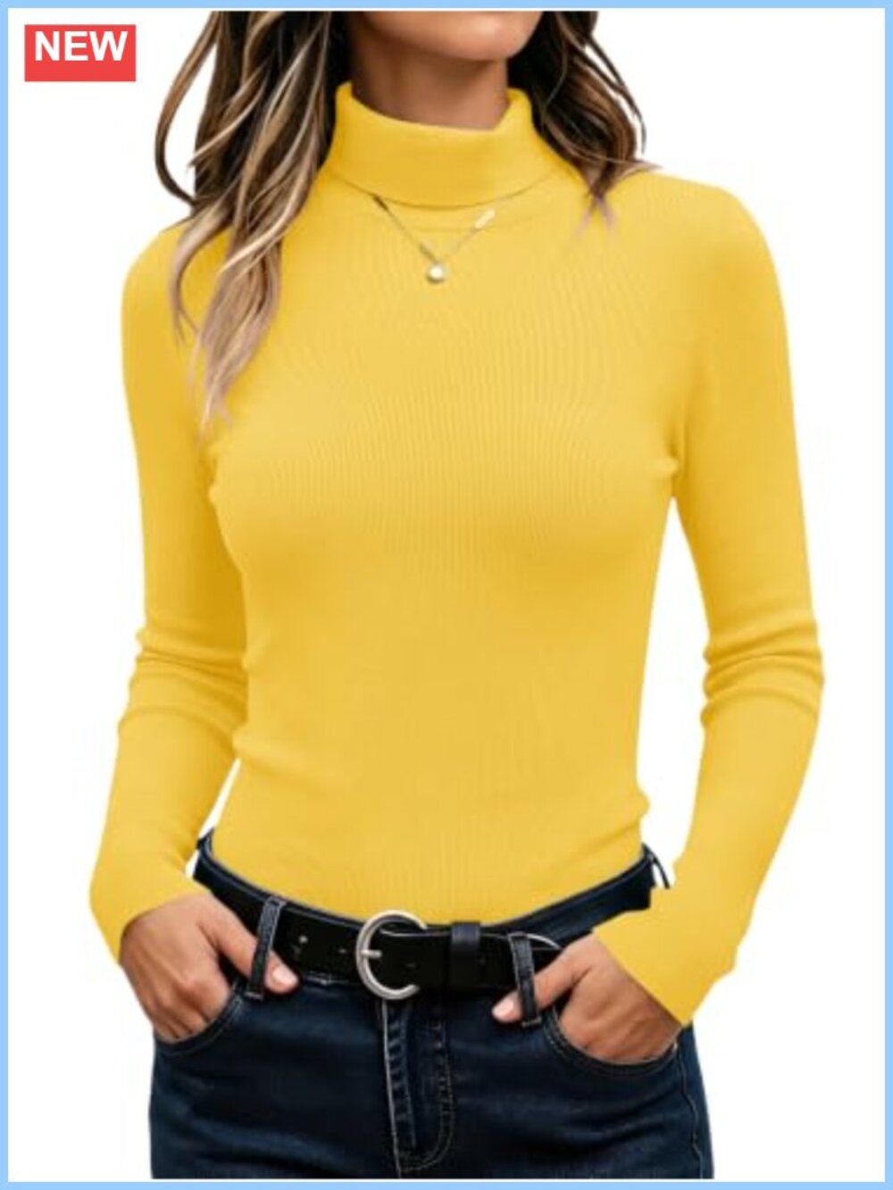 Ribbed Knit Turtleneck Long Sleeve Pullover Sweater